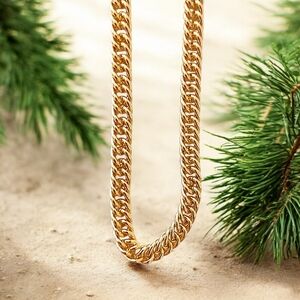 Bellezza Gold Plated Chain 20" Necklace Cuban Link Italy Vintage Classic Elegant